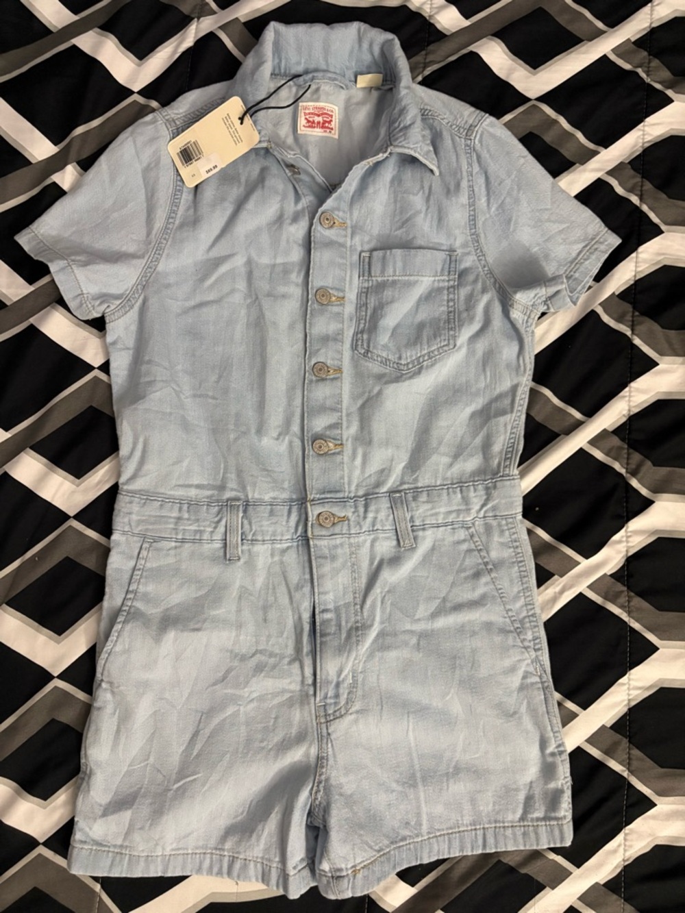 Levi's Light Blue Short Sleeve Denim Romper